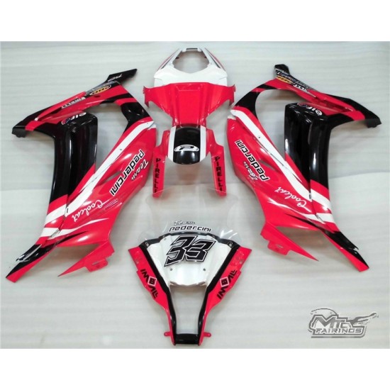 Kawasaki Ninja ZX10R Red & White Motorcycle fairings(2011-2015)