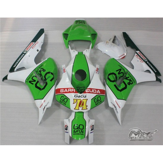 Green & White Honda CBR1000RR Motorcycle Fairings(2006-2007)
