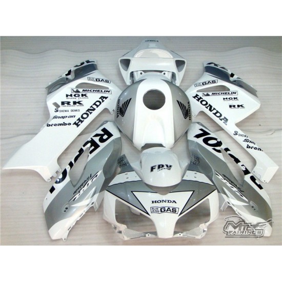 Silver & White Honda CBR1000RR Motorcycle Fairings(2004-2005)