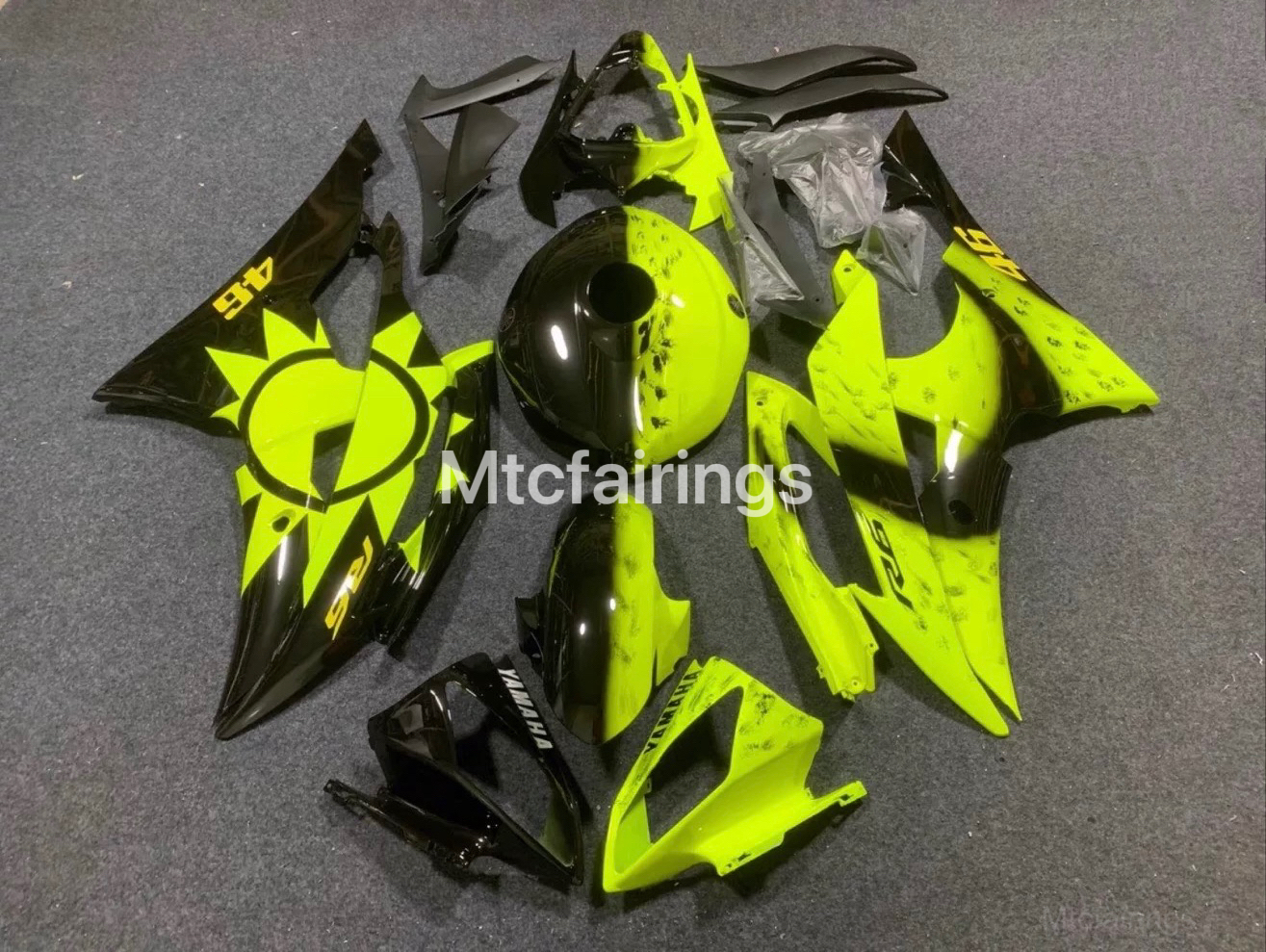70's限定品　ブースカ 450　ピンクネオンyellow crown（黄冠版) Kawasaki ZX6R 2007-2008 Gloss Light Blue ABS Fairings