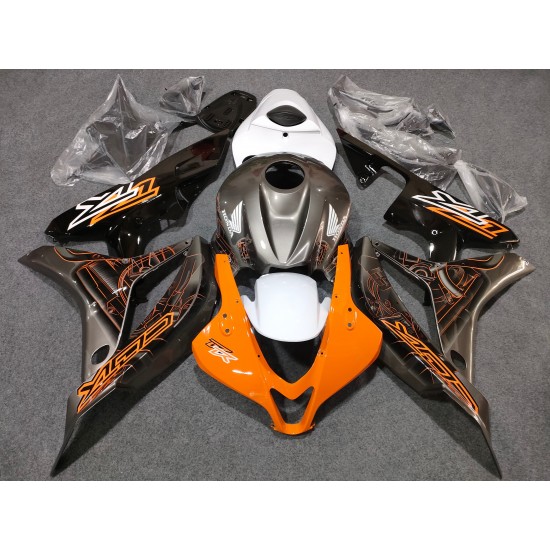 HONDA CBR600RR F5 Orange & Silver Grey motorcycle Fairings (2007-2008)