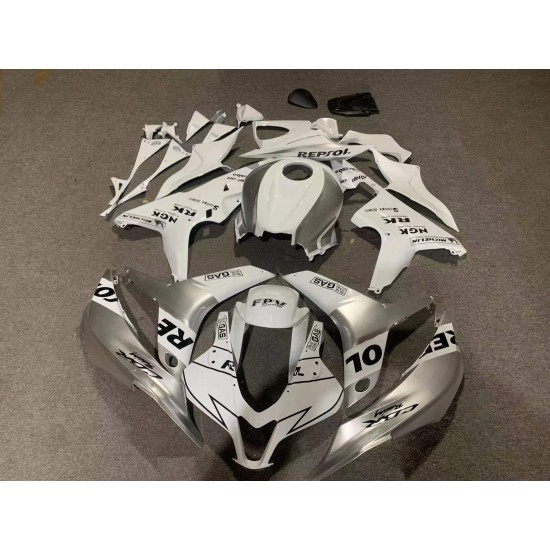 HONDA CBR600RR F5 White & Silver Grey motorcycle Fairings (2007-2008)