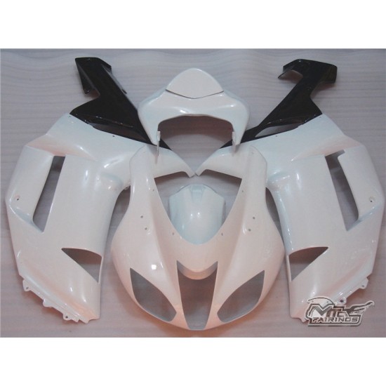 Pearl White Kawasaki Ninja ZX-6R Motorcycle Fairings(2007-2008)