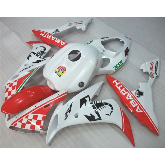 Yamaha YZF R1 White & Red Motorcycle Fairings(full tank cover)(2004-2006)