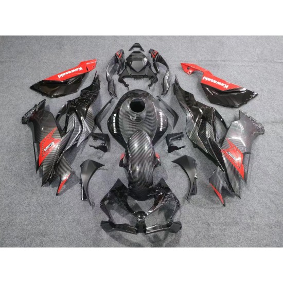 Carbon Fiber/Red Fairings for Kawasaki Ninja ZX6R(full tank cover)(2024-2025) Carbon Fiber/Red Fairings for Kawasaki Ninja ZX6R(full tank cover)(2024-2025)