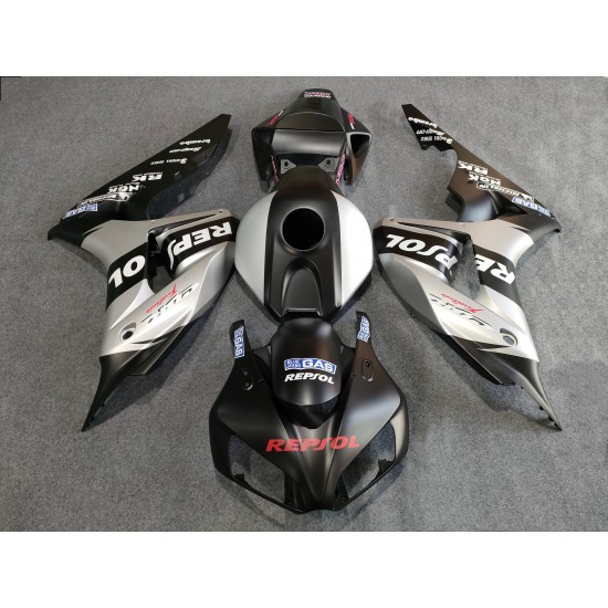Matte Black & Silver Honda CBR1000RR Motorcycle Fairings(2006-2007)