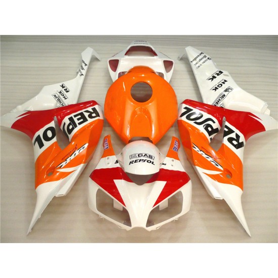 Orange & Red & White Honda CBR1000RR Motorcycle Fairings(2006-2007)