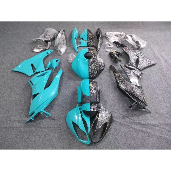 Mint Green/Forged Carbon Fiber Motorcycle Fairings For Kawasaki Ninja ZX-6R with Tank Cover(2009-2012)