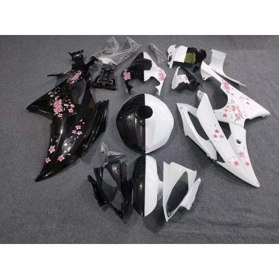 Glossy Black/White Yamaha YZF R6 Motorcycle Fairings(2008-2016)