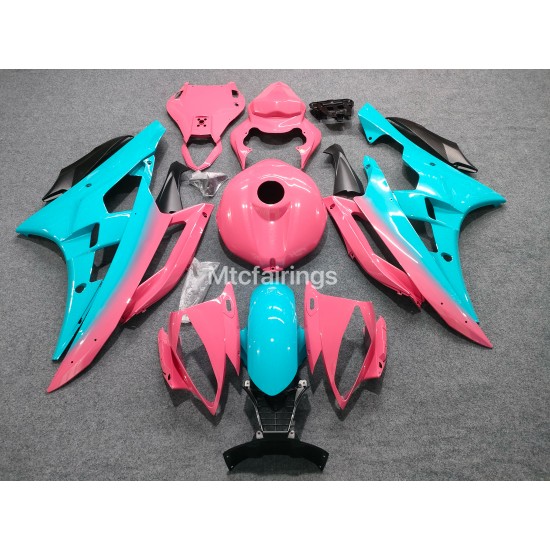 Pink/Blue Motorcycle Fairings For Yamaha YZF R6  With Full Tank Cover(2006-2007)