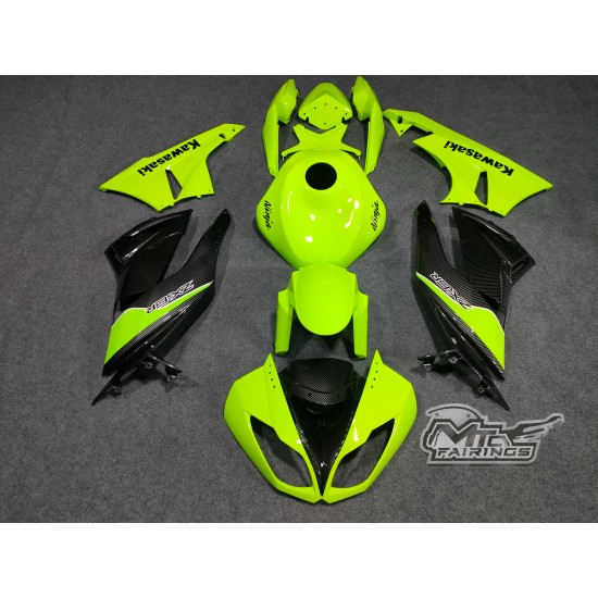 Kawasaki Ninja ZX-6R Neon Yellow/Carbon fiber  Motorcycle Fairings(2009-2012)