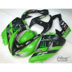 Kawasaki Ninja ZX10R Green & Black Motorcycle fairings(2006-2007)