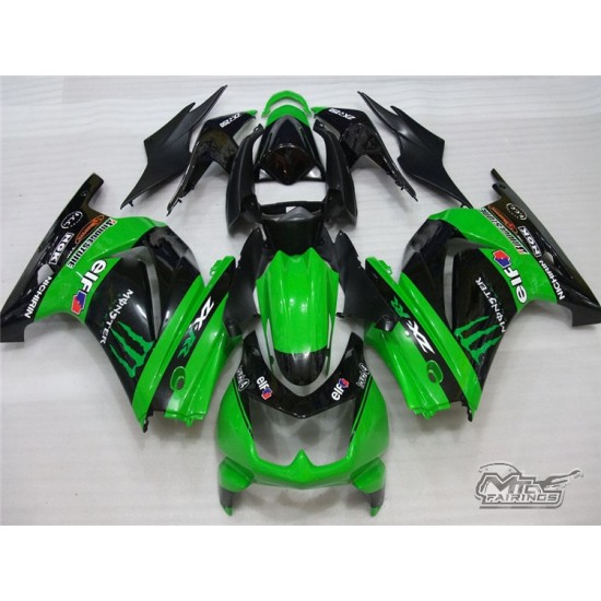 Kawasaki Ninja 250R Green & Black Motorcycle fairings(2008-2012)