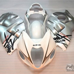 Suzuki Hayabusa GSXR1300R Silver & White Motorcycle Fairings with tank cover and seat cowl(1997-2007)