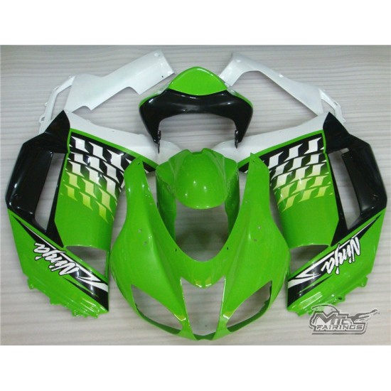 Kawasaki Ninja ZX-6R Green & Black Motorcycle Fairings (2007-2008)