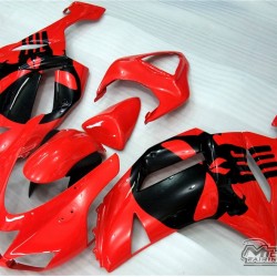 Kawasaki Ninja ZX-6R Red with Black Skull Motorcycle Fairings (2007-2008)