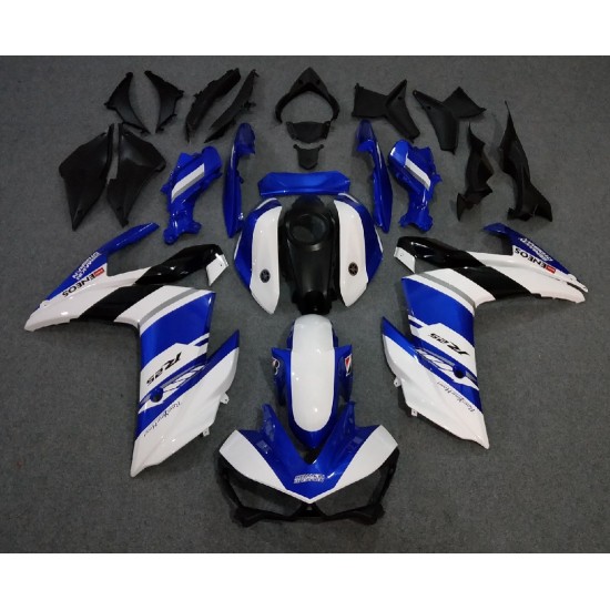 White & Blue Yamaha R3 Motorcycle Fairings(2015-2018)