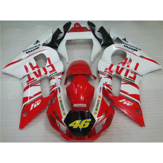 Yamaha YZF R6 Red & White Motorcycle Fairings(1998-2002)