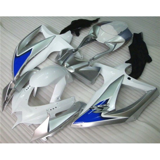 Silver & White Suzuki GSXR600 750 K8 Motorcycle Fairings(2008-2010)