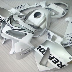 White & Silver Honda CBR600RR F5 Motorcycle Fairings (2005-2006)