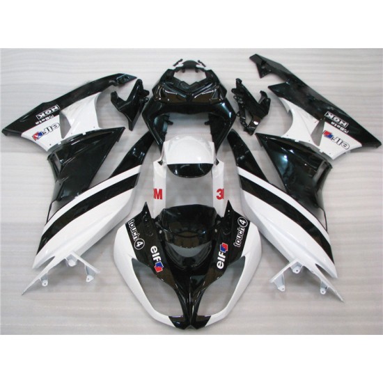 Kawasaki Ninja ZX-6R White & Black Motorcycle Fairings (2009-2012)