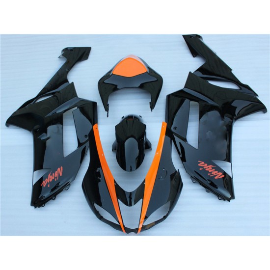 Kawasaki Ninja ZX-6R Orange & Black Motorcycle Fairings (2007-2008)