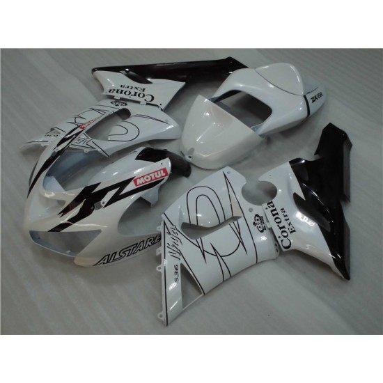 Kawasaki Ninja ZX-6R White & Glossy Black Motorcyle Fairings (2005-2006)