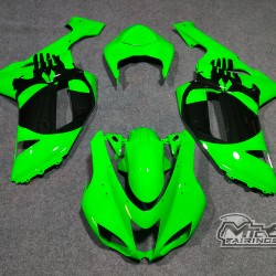 Kawasaki Ninja ZX-6R Neon Green with Black Skull Motorcycle Fairings (2007-2008)