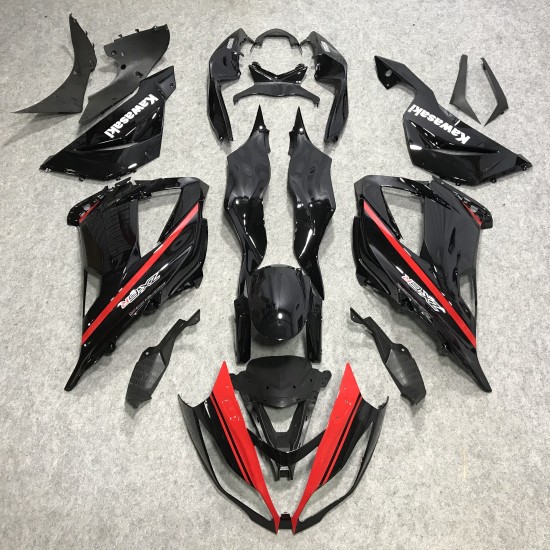 Kawasaki Ninja ZX6R Glossy Black Motorcycle Fairings (2013-2018)